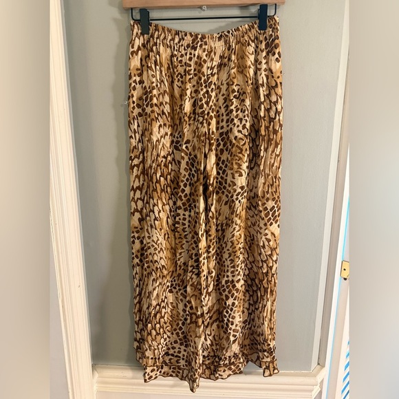 USINDO Animal Print Wide Leg Pants Boho Resort Lounge Trousers Made in Indonesia - Picture 9 of 12